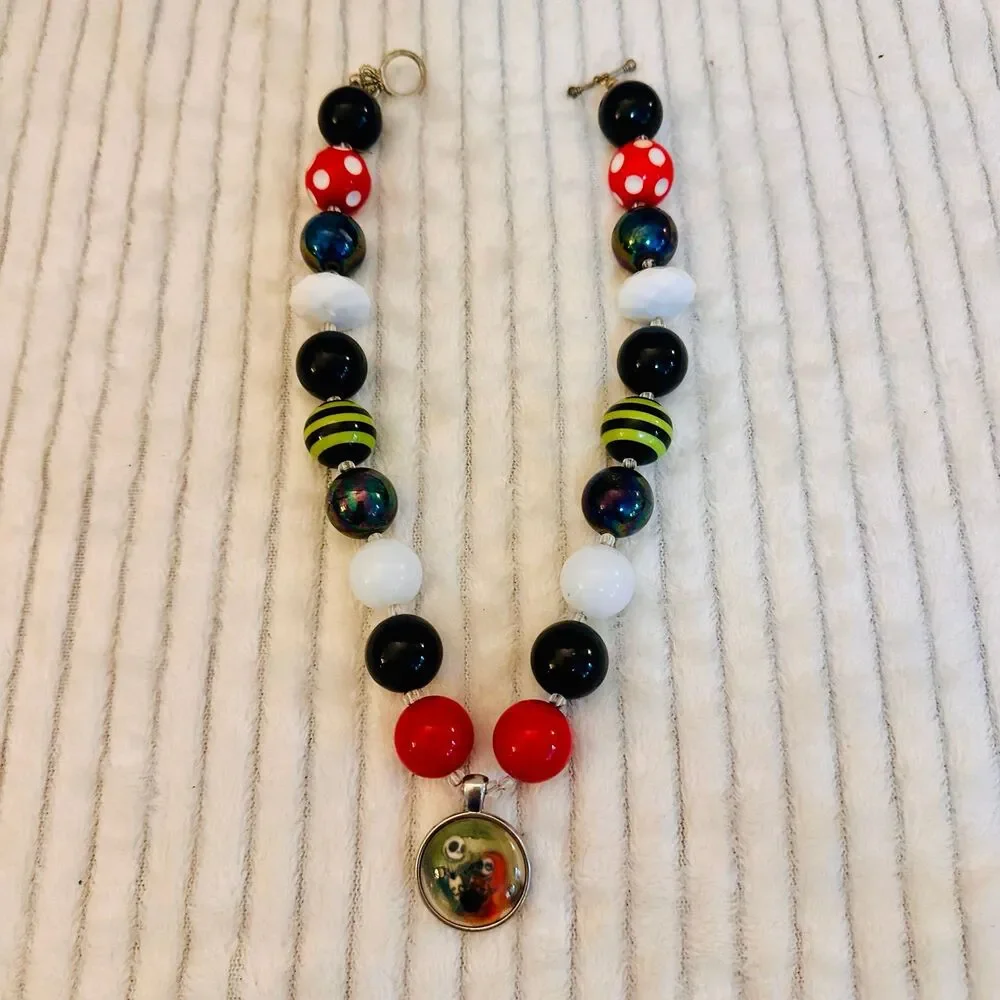 Handmade Princess Nightmare Before Inspired Chunky Bubblegum Bead Necklace